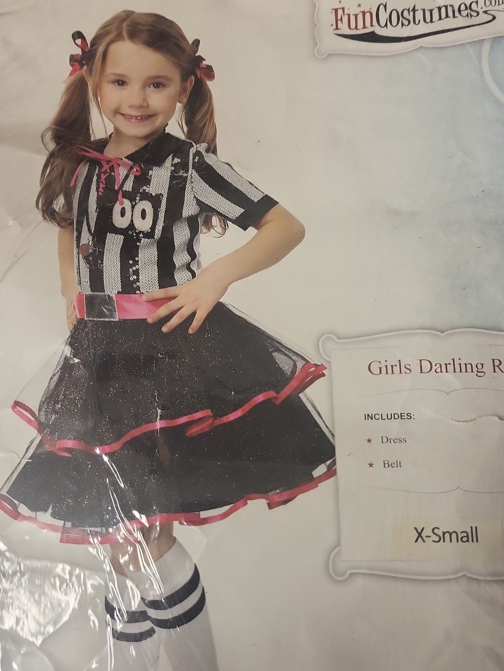 FunCostumes Girls' Black & White Referee Skater Costume with Pink Accents